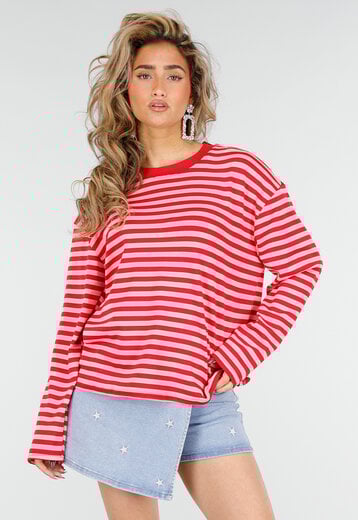 Rood Roze Gestreepte Longsleeve