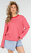 Rode Gestreepte Katoenen Longsleeve Top