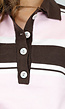 Lichtroze en Bruin Gestreepte Gebreide Polo Top met Stretch