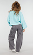 Turquoise Trui met Wijde Mouwen
