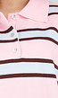 Gestreepte Polo Longsleeve in Roze Bruin en Blauw
