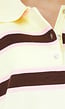 Gestreepte Polo Longsleeve in Geel Bruin en Roze