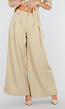 Beige Wide Leg Pantalon met Plooien
