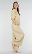 Beige Wide Leg Pantalon met Plooien en Stretch