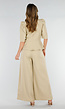 Beige Wide Leg Pantalon met Plooien en Stretch