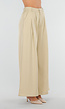 Beige Wide Leg Pantalon met Plooien en Stretch