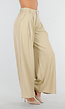 Beige Wide Leg Pantalon met Plooien en Stretch