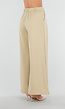 Beige Wide Leg Pantalon met Plooien en Stretch