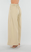 Beige Wide Leg Pantalon met Plooien en Stretch