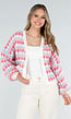 Gebreid Vest met Roze en Blauwe Ruitprint