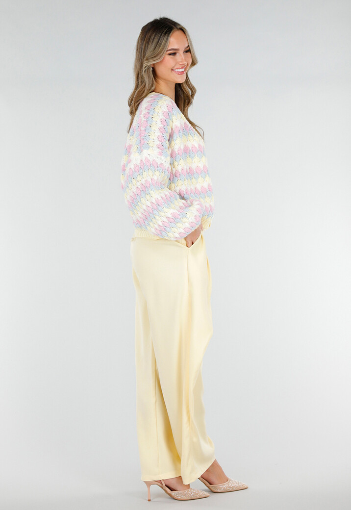 Gestreept Pastel Gebreid Vest