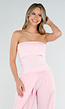 Roze Geribde Bandeau Top met Stretch