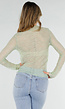 Mintgroene Kanten Top met Lange Mouwen en Stretch