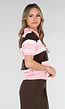Gestreepte Polo Top in Roze en Bruin