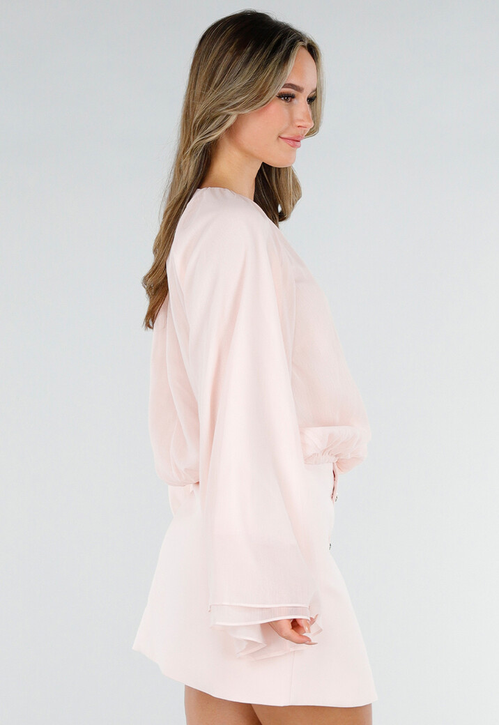Lichtroze Blouse met Wijde Mouwen