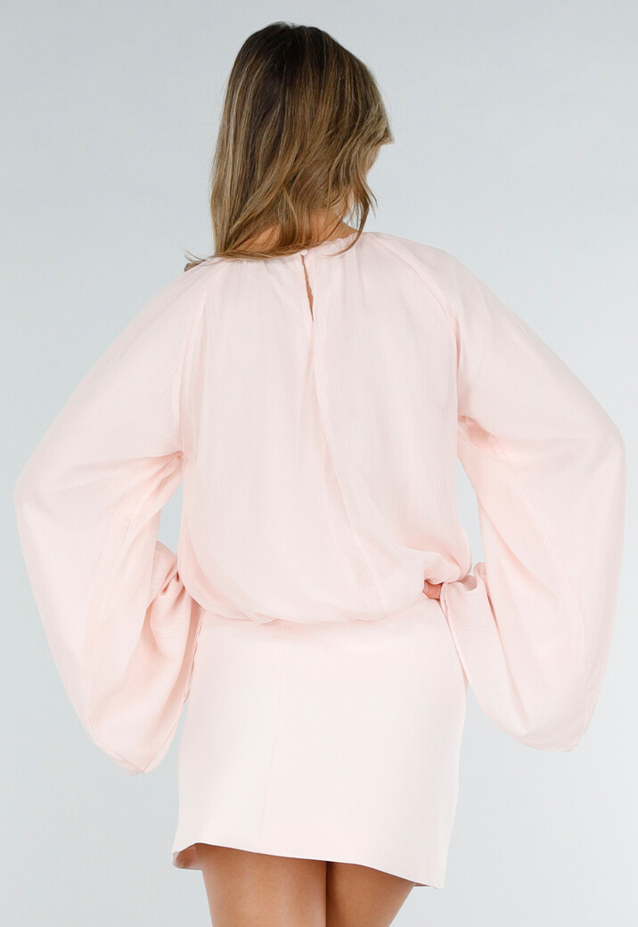 Lichtroze Blouse met Wijde Mouwen