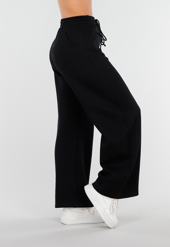 Zwarte Barrel Fleece Joggingbroek met Stretch