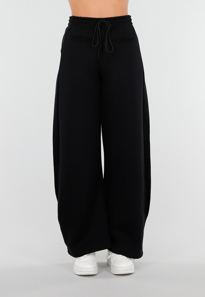 Zwarte Barrel Joggingbroek met Stretch