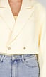 Butter Yellow Cropped Blazer met Gouden Strass Knopen
