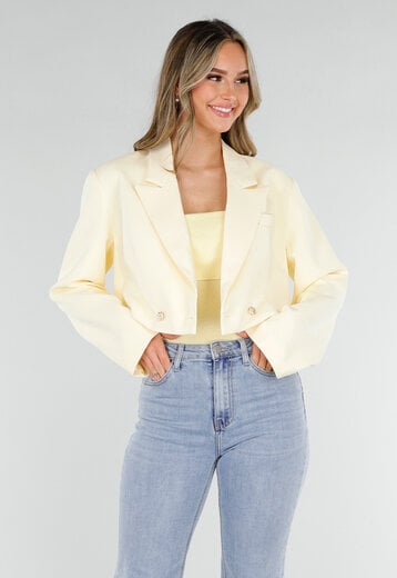 Lichtgele Cropped Blazer