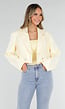 Butter Yellow Cropped Blazer met Gouden Strass Knopen