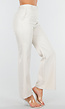 Beige Flared Pantalon met Elastische Tailleband