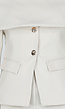 Beige Off Shoulder Blazer met Goudkleurige Knopen