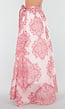 Roze Maxi Rok met Paisley Print en Strikceintuur