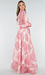 Roze Maxi Rok met Paisley Print en Strikceintuur