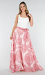 Roze Maxi Rok met Paisley Print en Strikceintuur