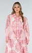 Roze Blouse met Paisley Print en Knopen