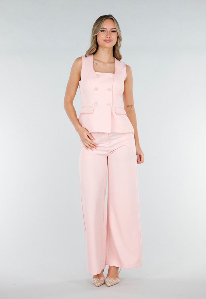 Poederroze Mouwloze Blazer Top