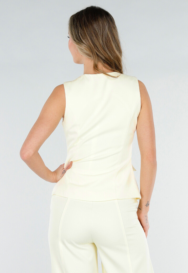 Pastel Gele Gilet Top met Knopen