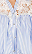 Blauwe Gestreepte Cropped Blouse met Kant