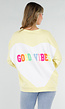 Gele Sweater met Good Vibes Print op Rug
