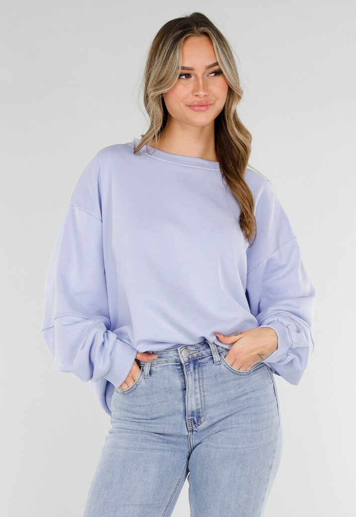 Blauwe Sweater met Good Vibes Print op Rug