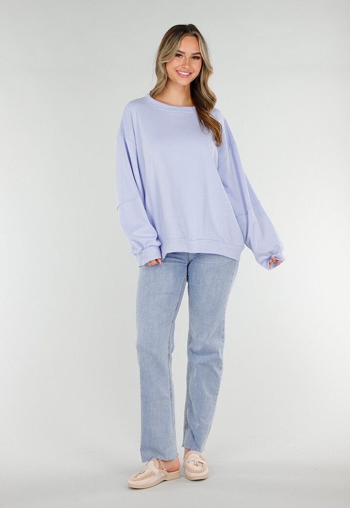 Blauwe Sweater met Good Vibes Print op Rug