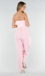 Roze Barrel Overslag Broek met Plooien en Stretchband