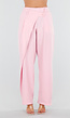 Roze Barrel Overslag Broek met Plooien en Stretchband