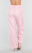 Roze Barrel Overslag Broek met Plooien en Stretchband
