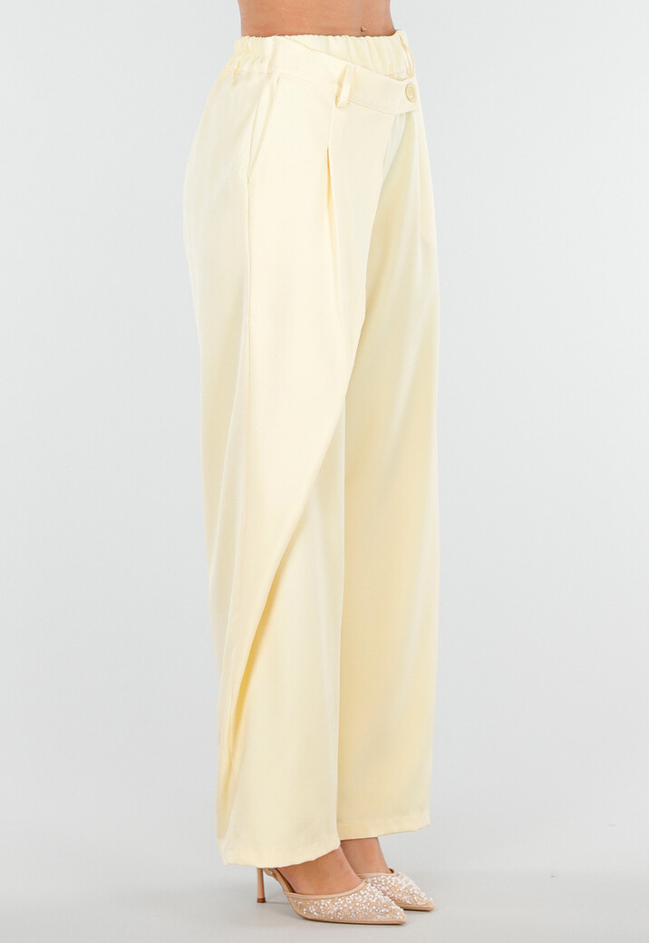 Butter Yellow Barrel Overslag Broek met Plooien en Stretchband