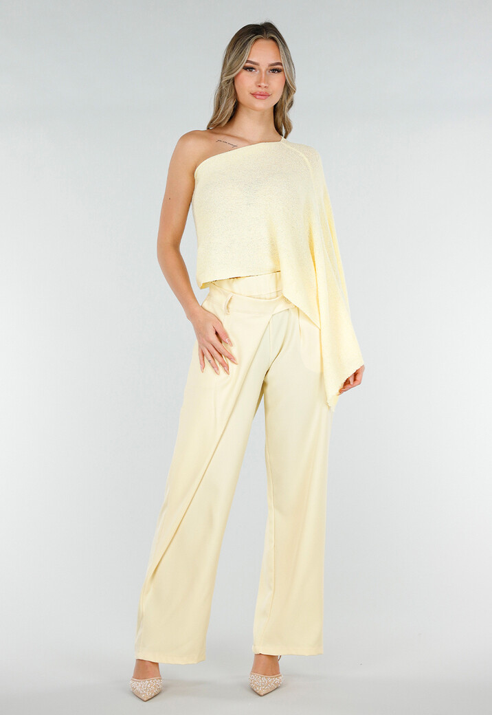 Butter Yellow Barrel Overslag Broek met Plooien en Stretchband
