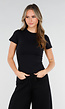 Zwart Sport T-Shirt met Korte Mouwen en Stretch