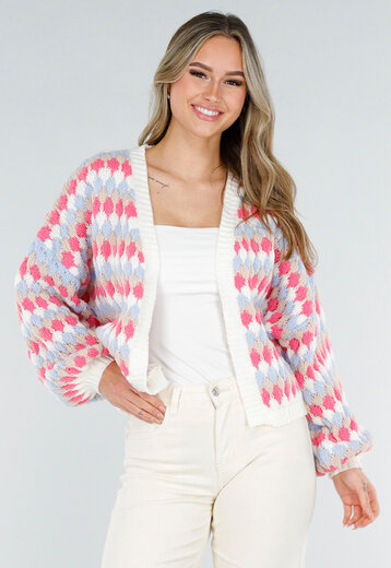 Gebreid Vest met Ruitprint