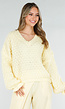 Lichtgele Gebreide Trui met V Hals