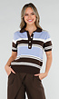 Gebreide Polo Top in Blauw en Bruin met Stretch