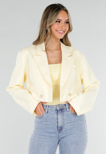 Lichtgele Cropped Blazer