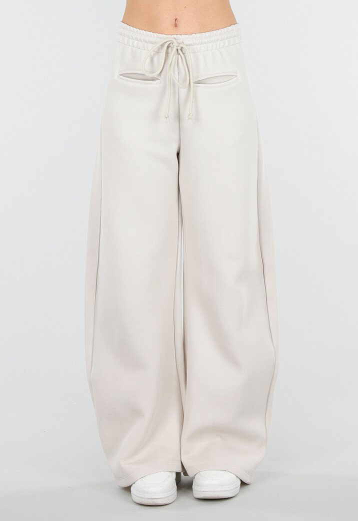 Beige Barrel Fleece Joggingbroek met Trekkoord en Stretch