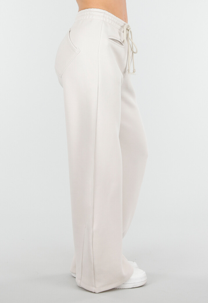 Beige Barrel Fleece Joggingbroek met Trekkoord en Stretch