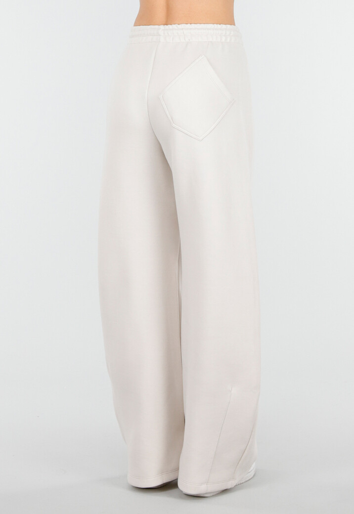 Beige Barrel Fleece Joggingbroek met Trekkoord en Stretch